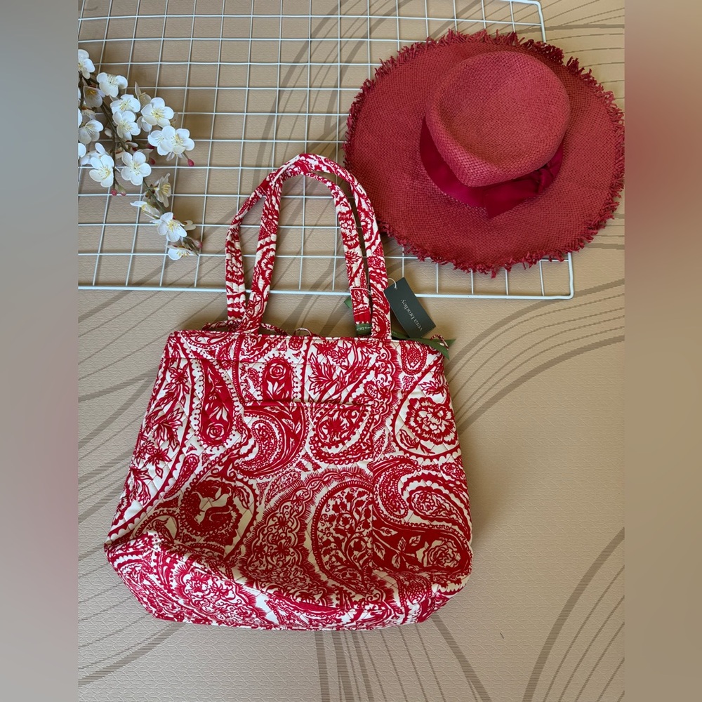 Vera Bradley Red and White Paisley Tote